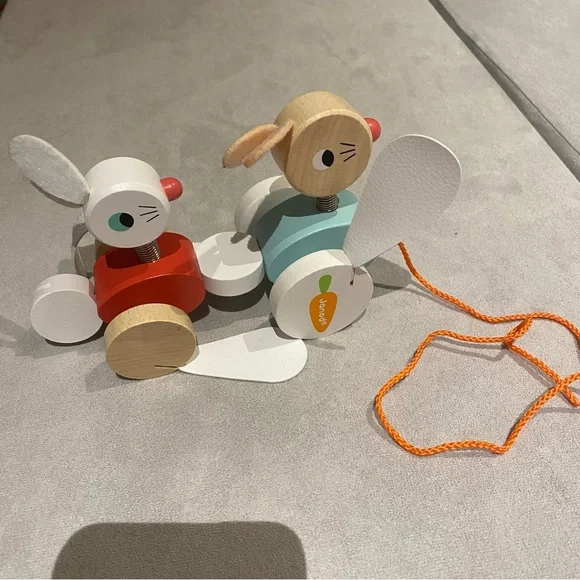 *SOLD* Janod Pull Along Bunny Wooden Toy - Picture 3 of 5